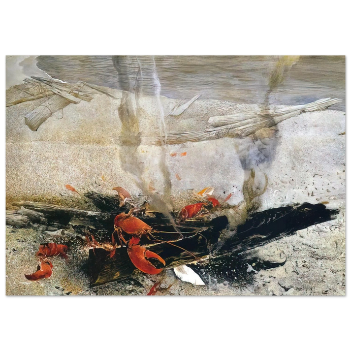 Andrew Wyeth - EMBERS 2000 Wall Art - 21x29.7 cm / 8x12" - Premium Wooden Framed Poster With Fine Art Paper-canvas - White frame