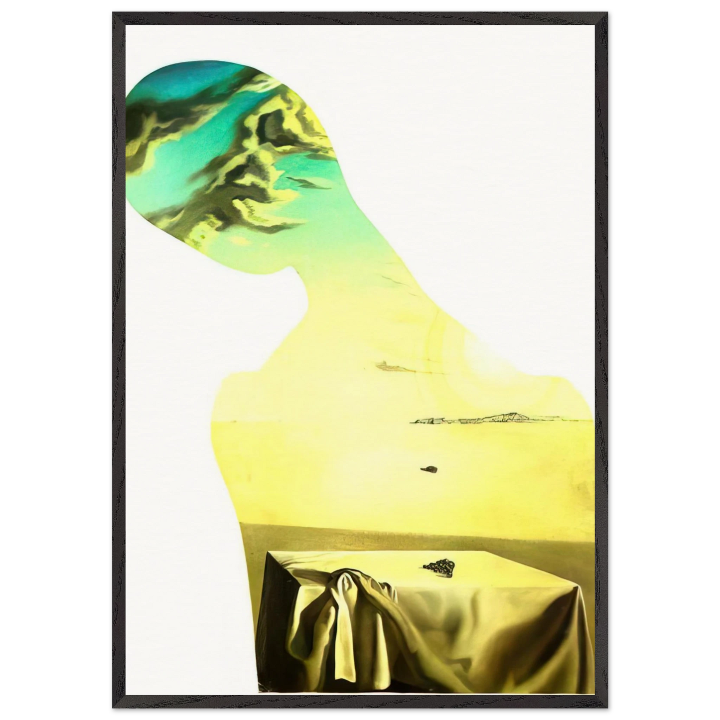 COUPLE WITH CLOUDS IN THEIR HEADS WOMAN - Salvador Dali Framed Art Print – Black Wooden Frame - Default Title - -Framed Art Print