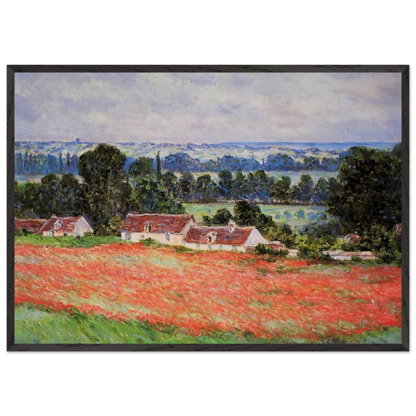 Poppy Field at Giverny - claude monet Framed Art Print – Black Wooden Frame - Default Title - -Framed Art Print