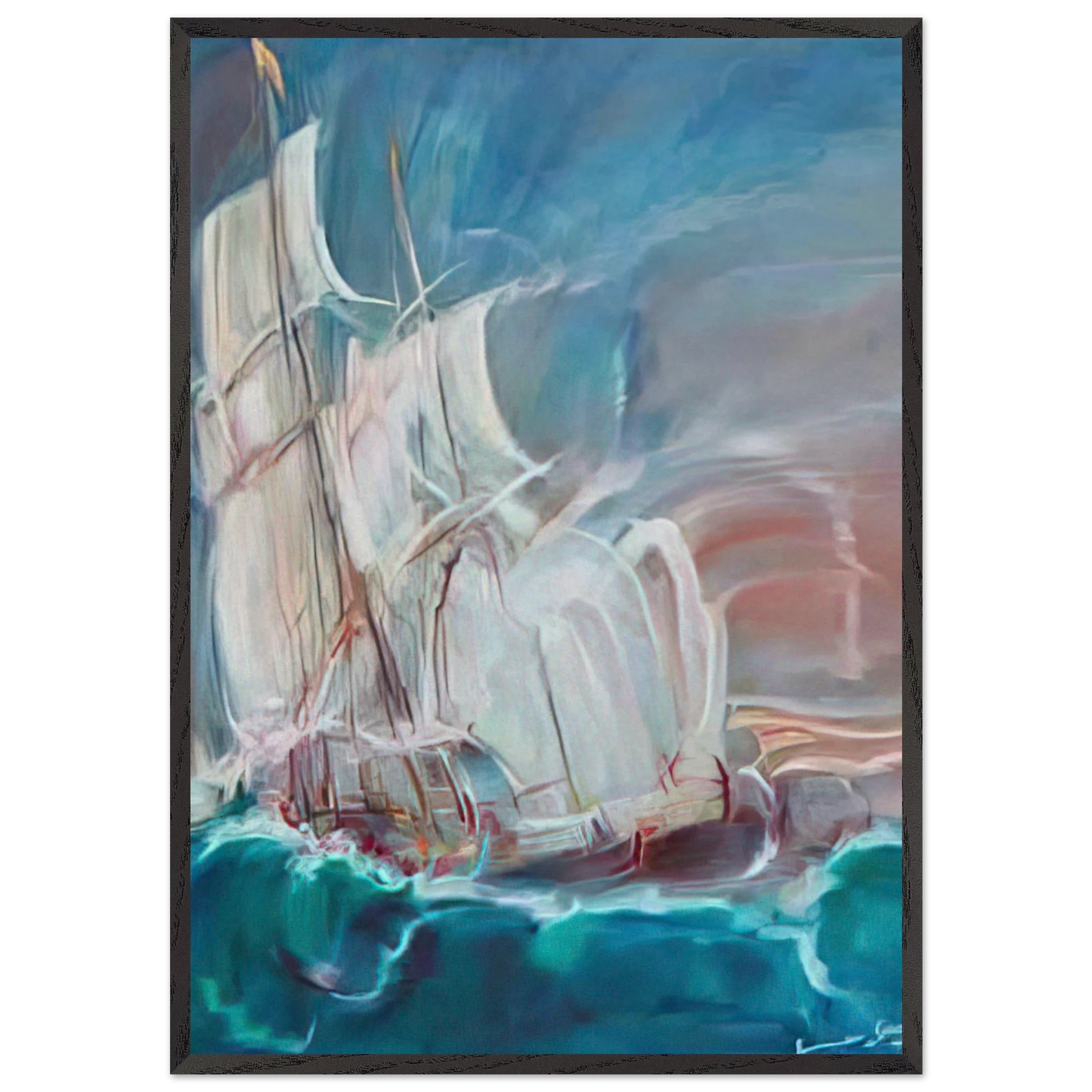 The Great Sail in the Storm - Konrad Zuse Framed Art Print – Black Wooden Frame - Default Title - -Framed Art Print
