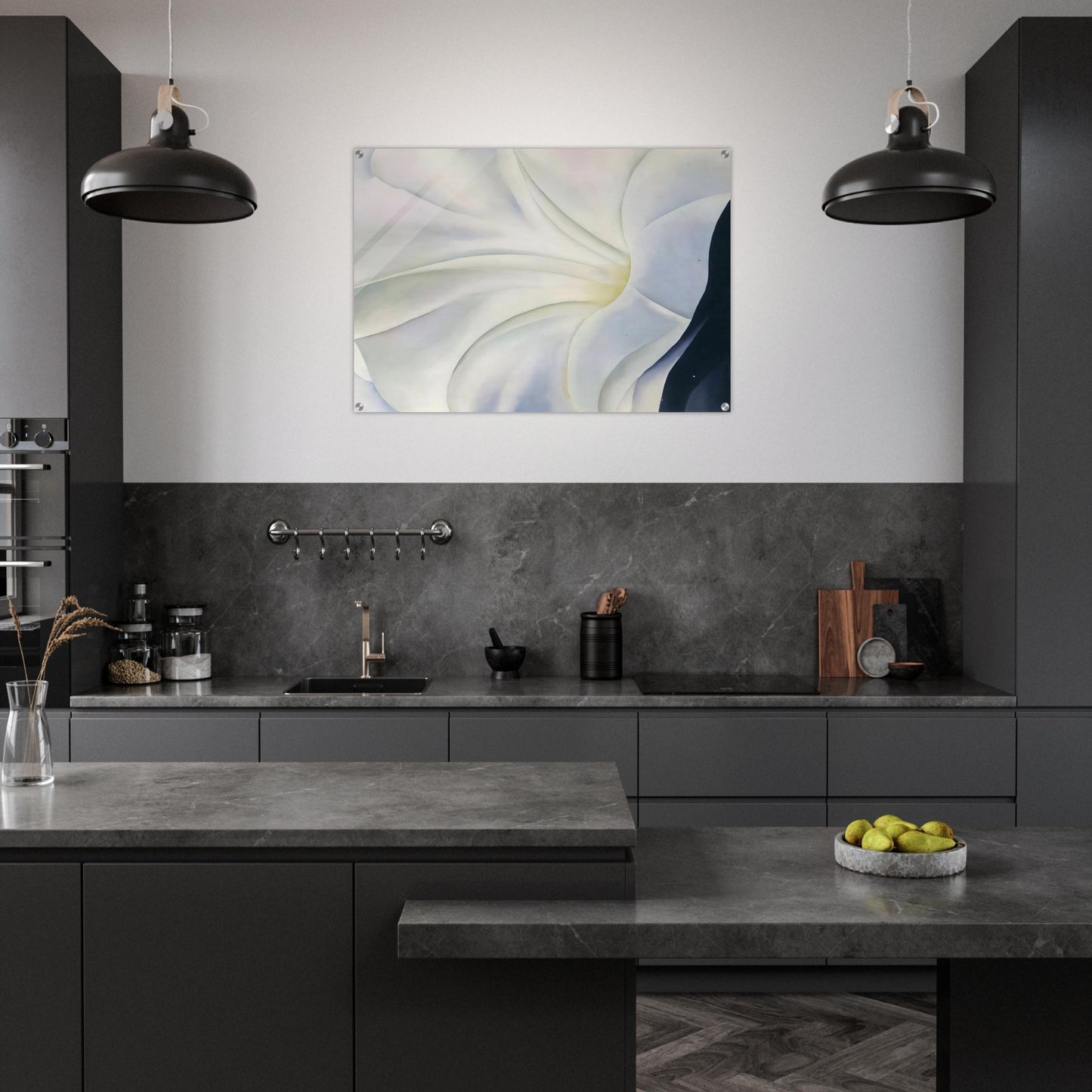 Morning Glory with Black - Georgia O'Keeffe Acrylic Print - 70x100 cm / 28x40″ inches | Georgia O'Keeffe Wall Art | Georgia O'Keeffe Prints