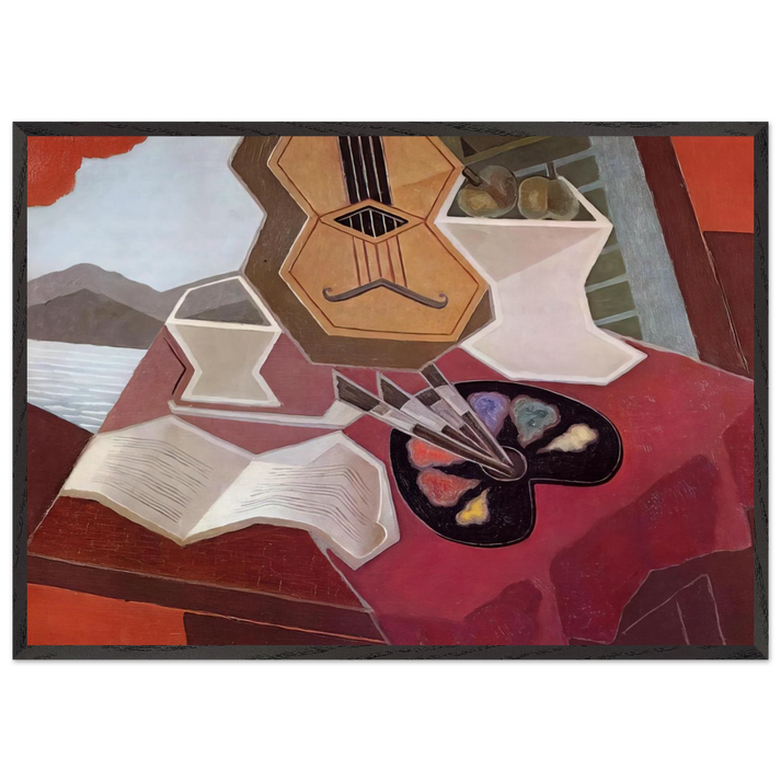 TABLE OVERLOOKING THE SEA 1925 - Juan Gris 70x100 cm / 28x40 inches Framed Art Print – Black Wooden Frame