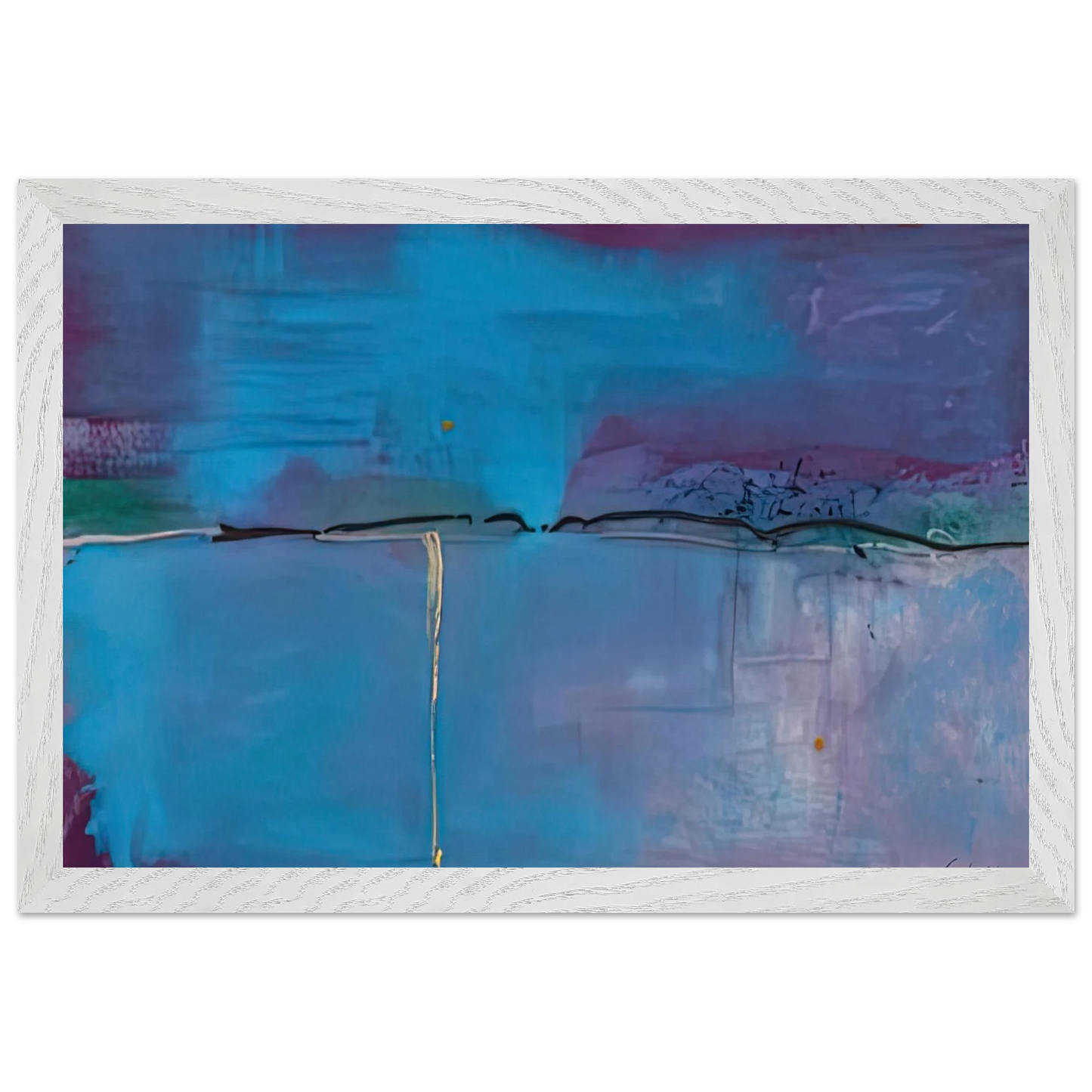 Helen Frankenthaler - Zone Blue, 1994- Wall Art - 60x80 cm / 24x32 inches - Premium Wooden Framed Poster With Fine Art Paper - White frame