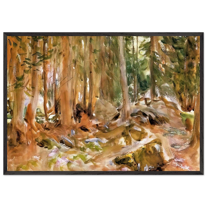 Pine Forest - John Singer Sargent 70x100 cm / 28x40 inches Framed Art Print – Black Wooden Frame