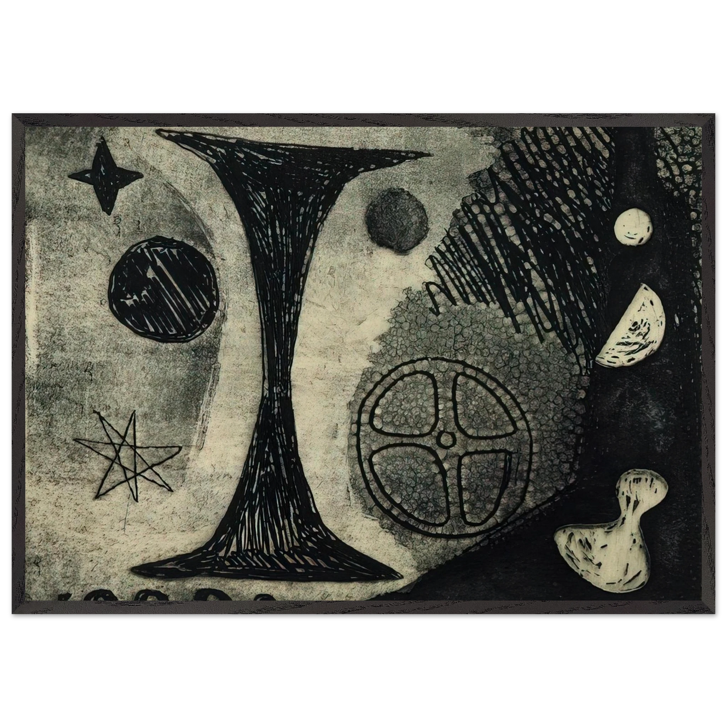 THE BIG I 1944 - Alexander Calder Framed Art Print – Black Wooden Frame - Default Title - -Framed Art Print