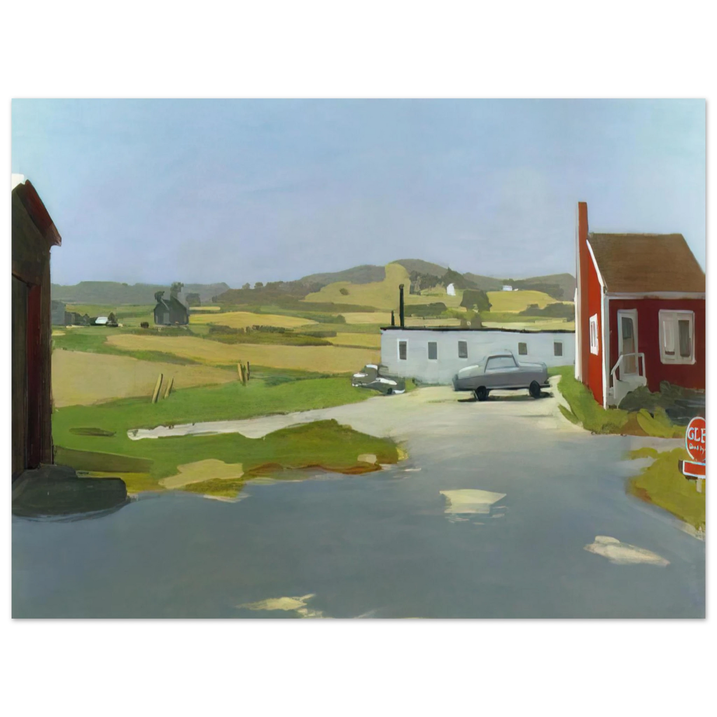 Fairfield Porter - LONG ISLAND LANDSCAPE WITH RED BUILDING 1962 Fine Art Poster - Default Title