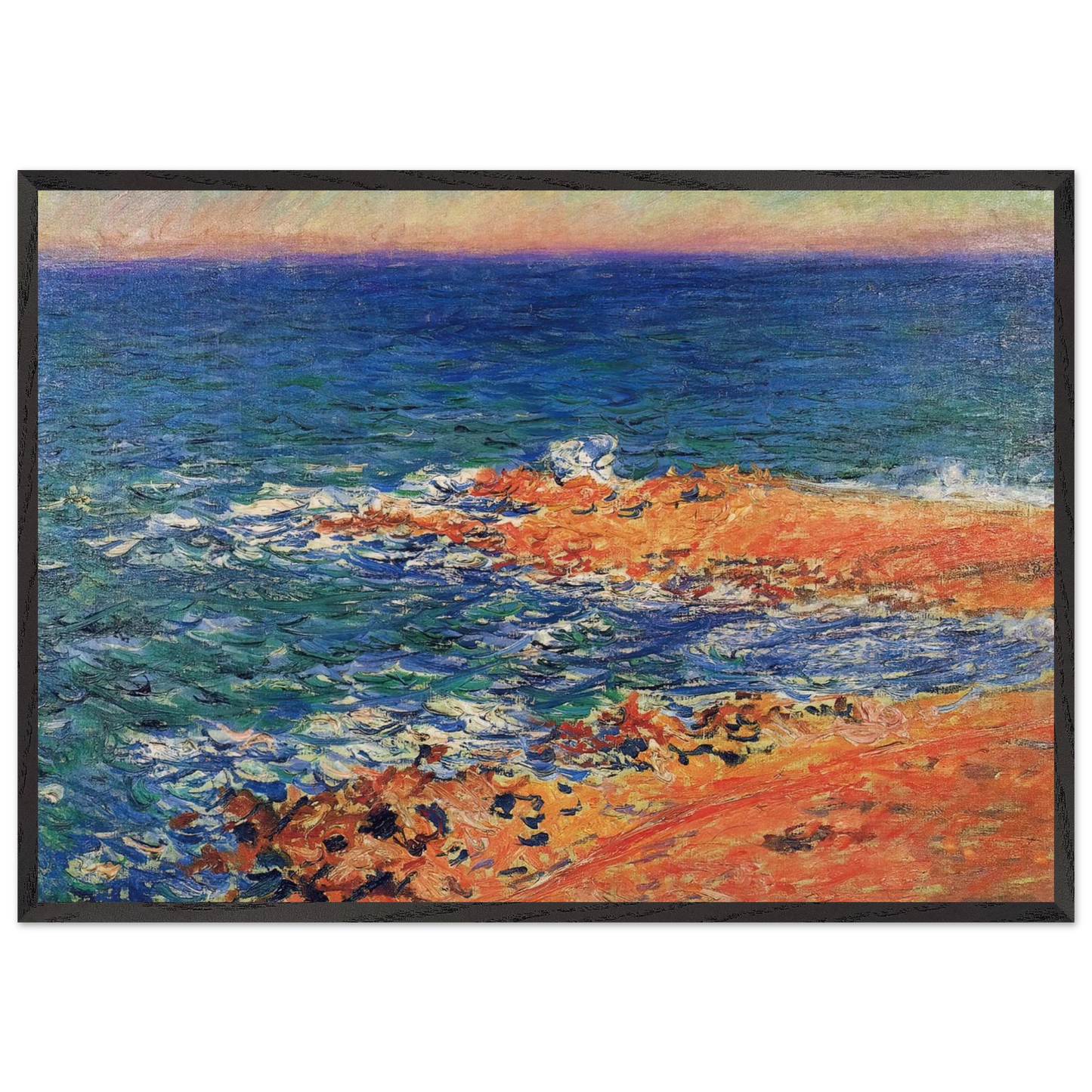 The Big Blue Sea in Antibes - claude monet Framed Art Print – Black Wooden Frame - Default Title - -Framed Art Print