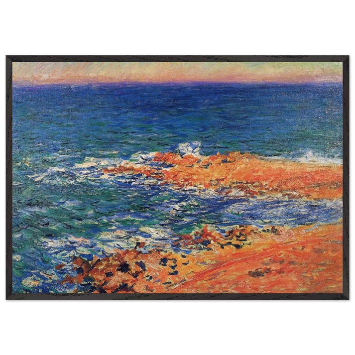 The Big Blue Sea in Antibes - claude monet 70x100 cm / 28x40 inches Framed Art Print – Black Wooden Frame