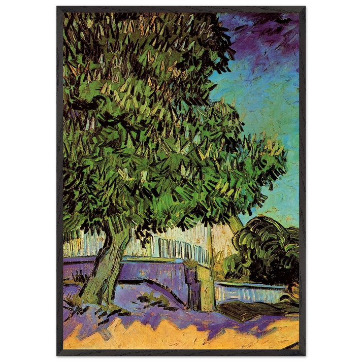 Chestnut Tree in Blossom - Vincent van Gogh 70x100 cm / 28x40 inches Framed Art Print – Black Wooden Frame