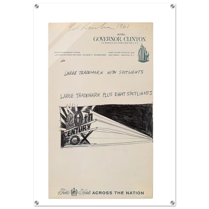 TRADEMARCK SKETCH 1961 - Edward Ruscha Acrylic Print - 70x100 cm / 28x40″ inches