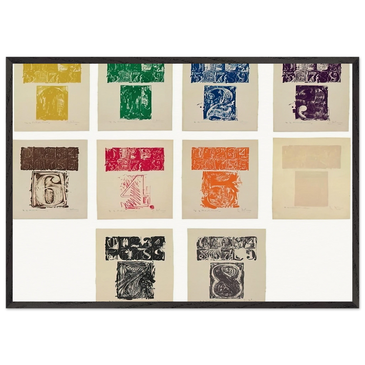 0 9 ULAE 19 1963 - Jasper Johns 70x100 cm / 28x40 inches Framed Art Print – Black Wooden Frame
