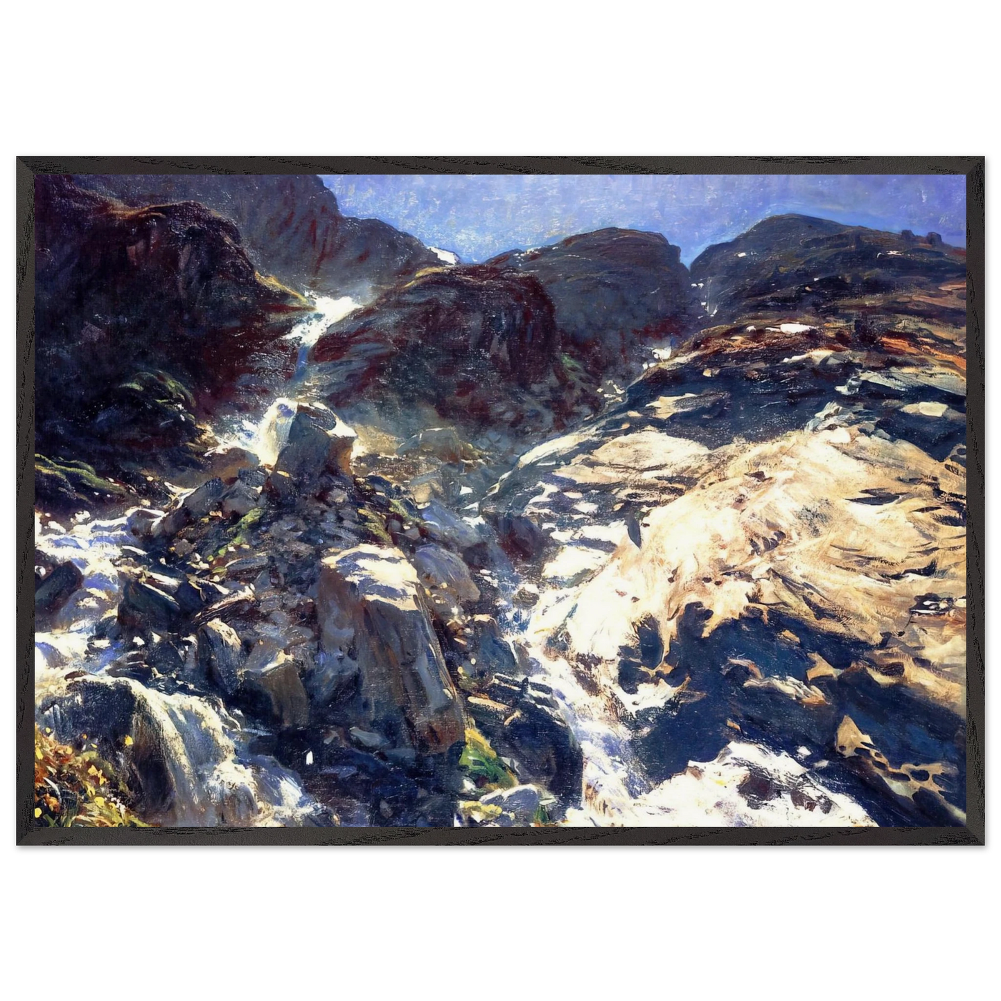 Glacier Streams - John Singer Sargent 70x100 cm / 28x40 inches Framed Art Print – Black Wooden Frame