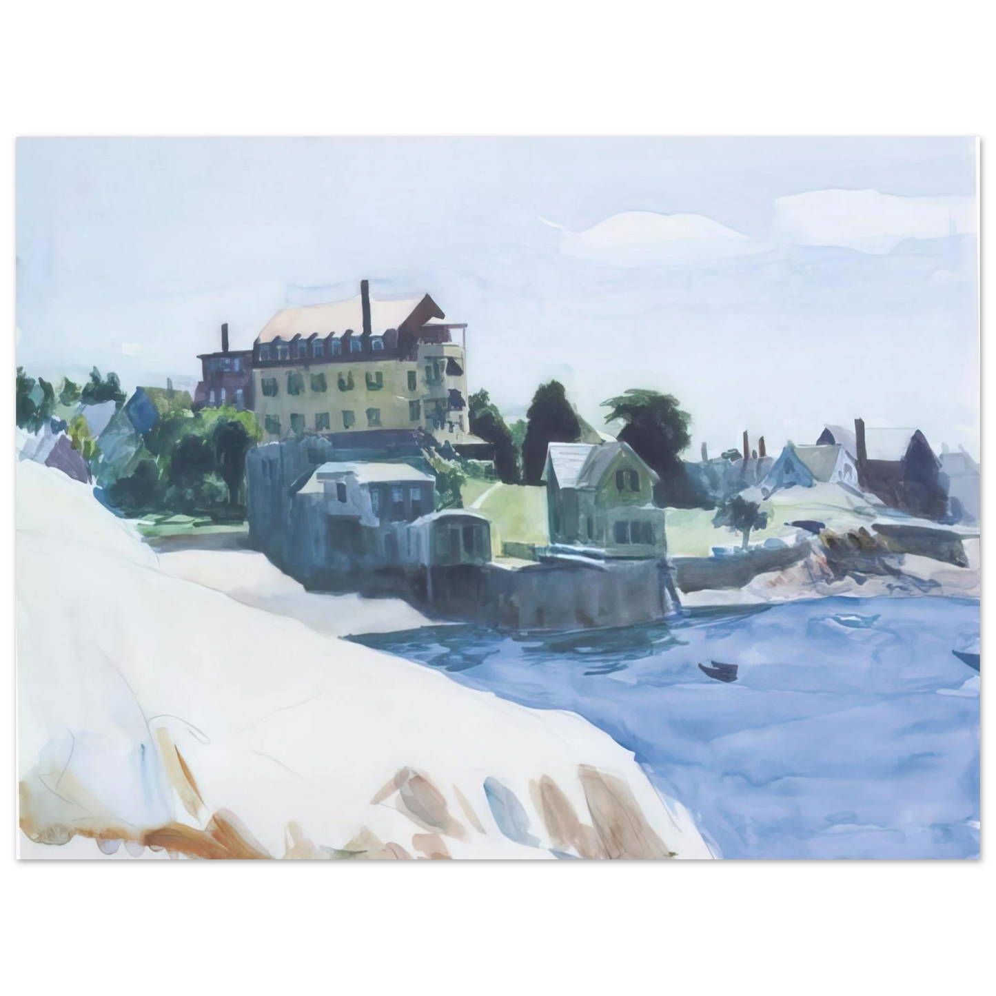 Edward Hopper - Small Town on Cove Fine Art Poster - 13x18 cm / 5x7 inches