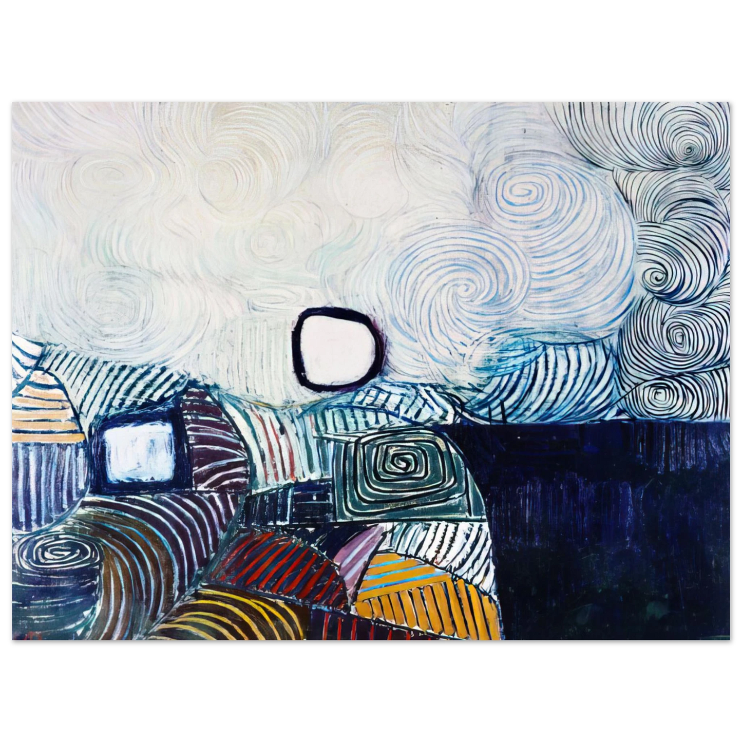 Victor Pasmore - SPIRAL DEVELOPMENT IN GREEN VIOLET BLUE GOLD 1951 Fine Art Poster - Default Title