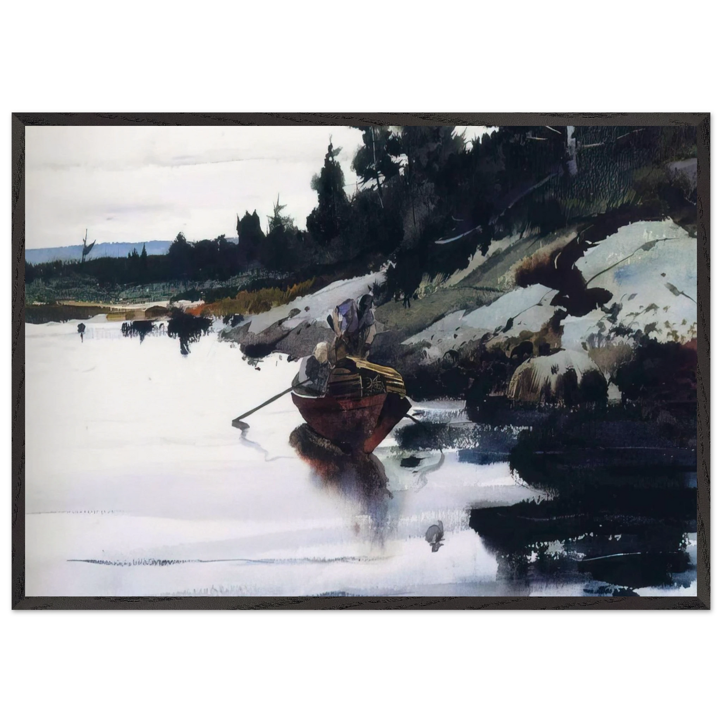 TURKEY COVE LEDGE - Andrew Wyeth Framed Art Print – Black Wooden Frame - Default Title - -Framed Art Print