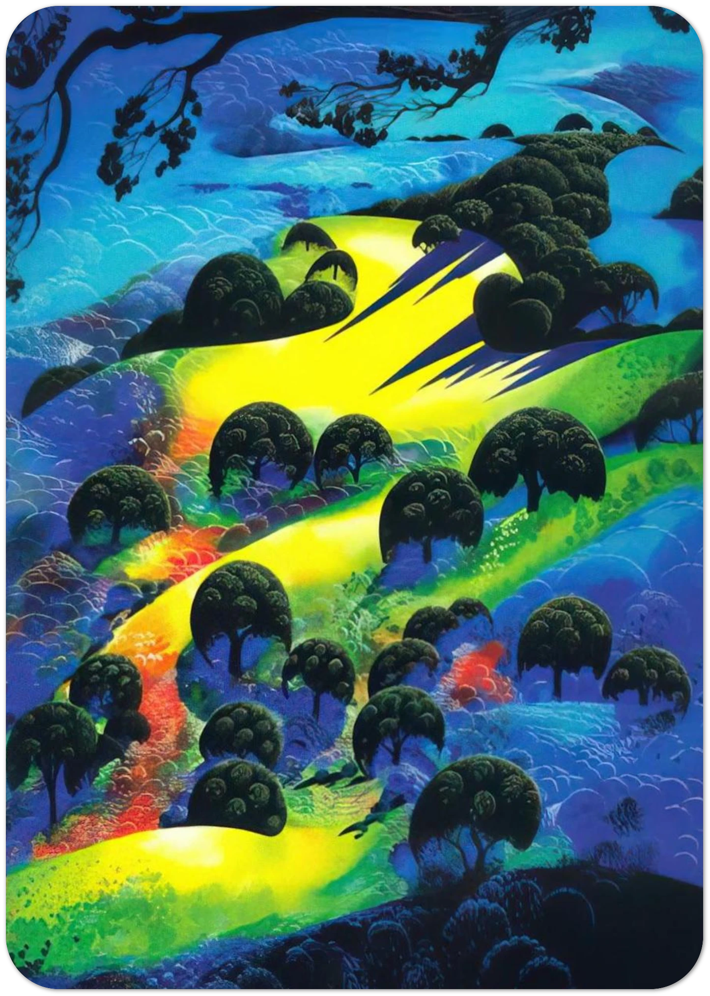 Fading Sunset Flame By Eyvind Earle Pack of 10 Post Cards | Eyvind Earle Post Cards | A6 (10.5 x 14.8 cm) - 4.1 x 5.8 inches