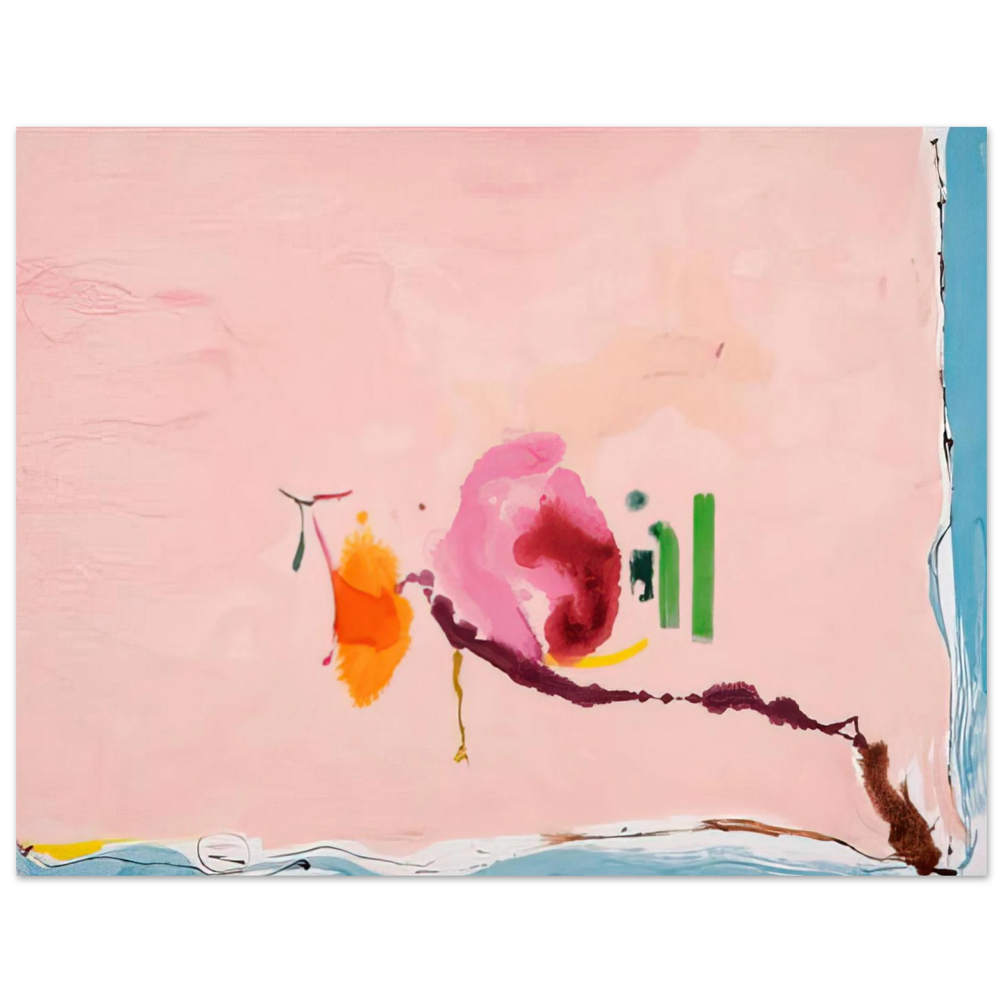 Helen Frankenthaler - Flirt - 1995 Wall art - 20x25 cm / 8x10 inches - Premium Wooden Framed Poster With Fine Art Paper - White frame