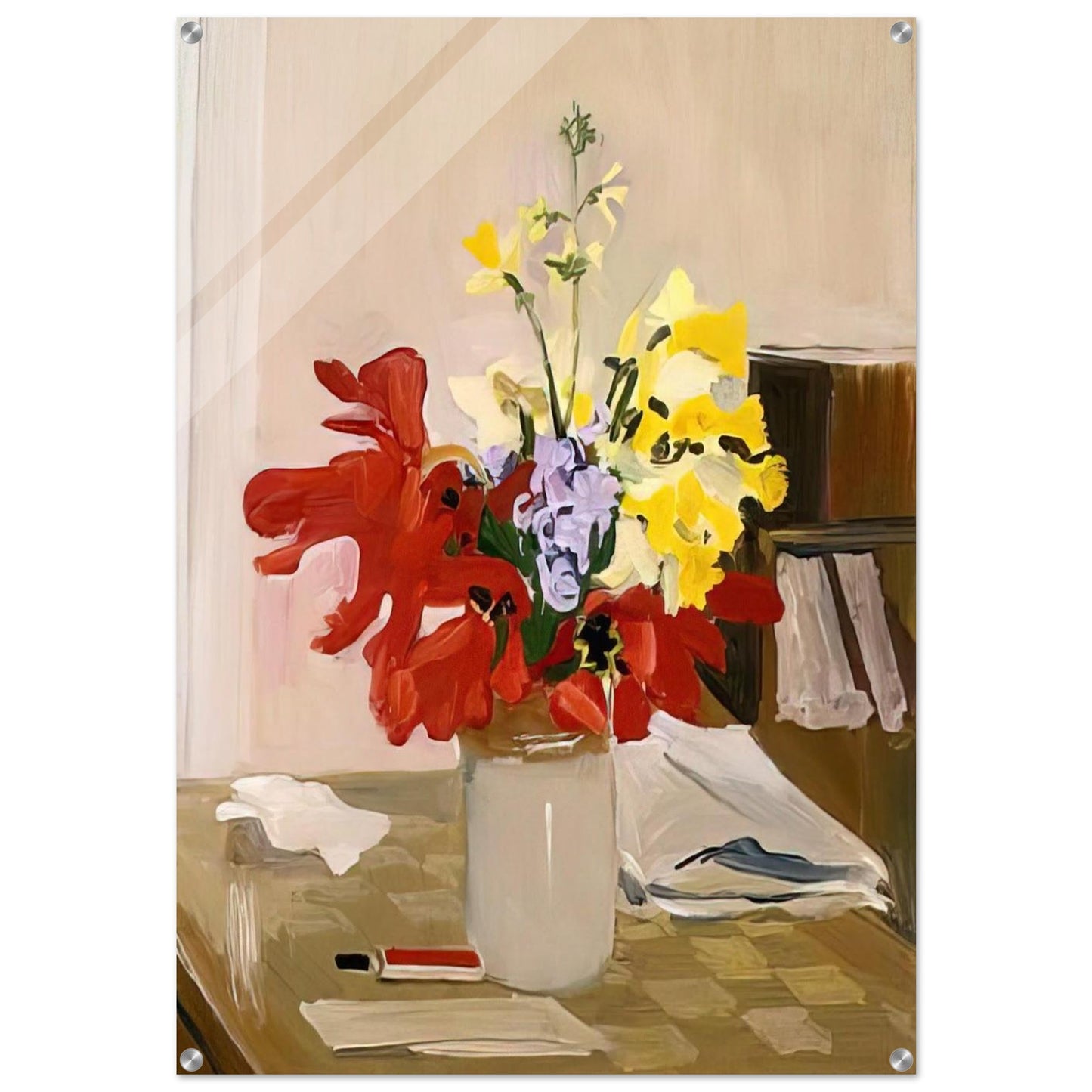 ANEMONE AND DAFFODIL 1965 - Fairfield Porter Acrylic Print - 70x100 cm / 28x40″ inches | Fairfield Porter Wall Art | Fairfield Porter Prints