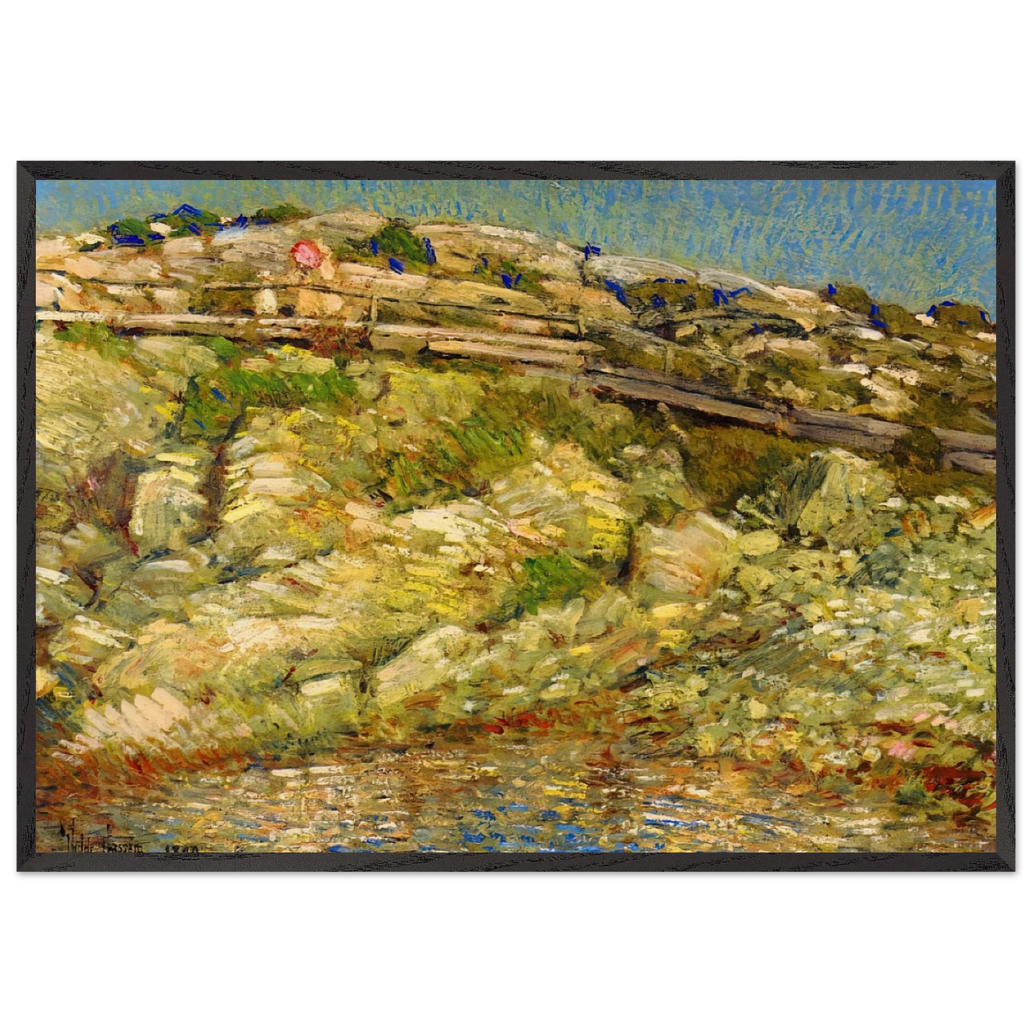 Walk Around the Island - Childe Hassam 70x100 cm / 28x40 inches Framed Art Print – Black Wooden Frame