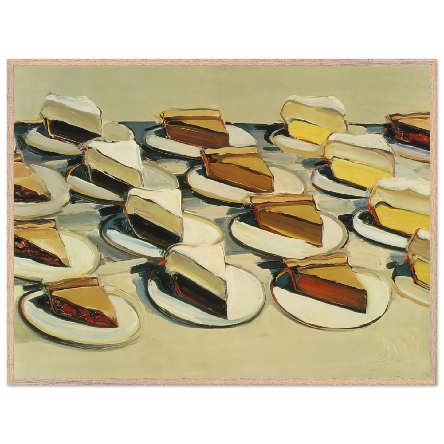 Wayne Thiebaud - Pies, Pies, Pies - 1961 Wall Art - 60x80 cm / 24x32 inches - Premium Wooden Framed Poster With Fine Art Paper-canvas - Wood frame