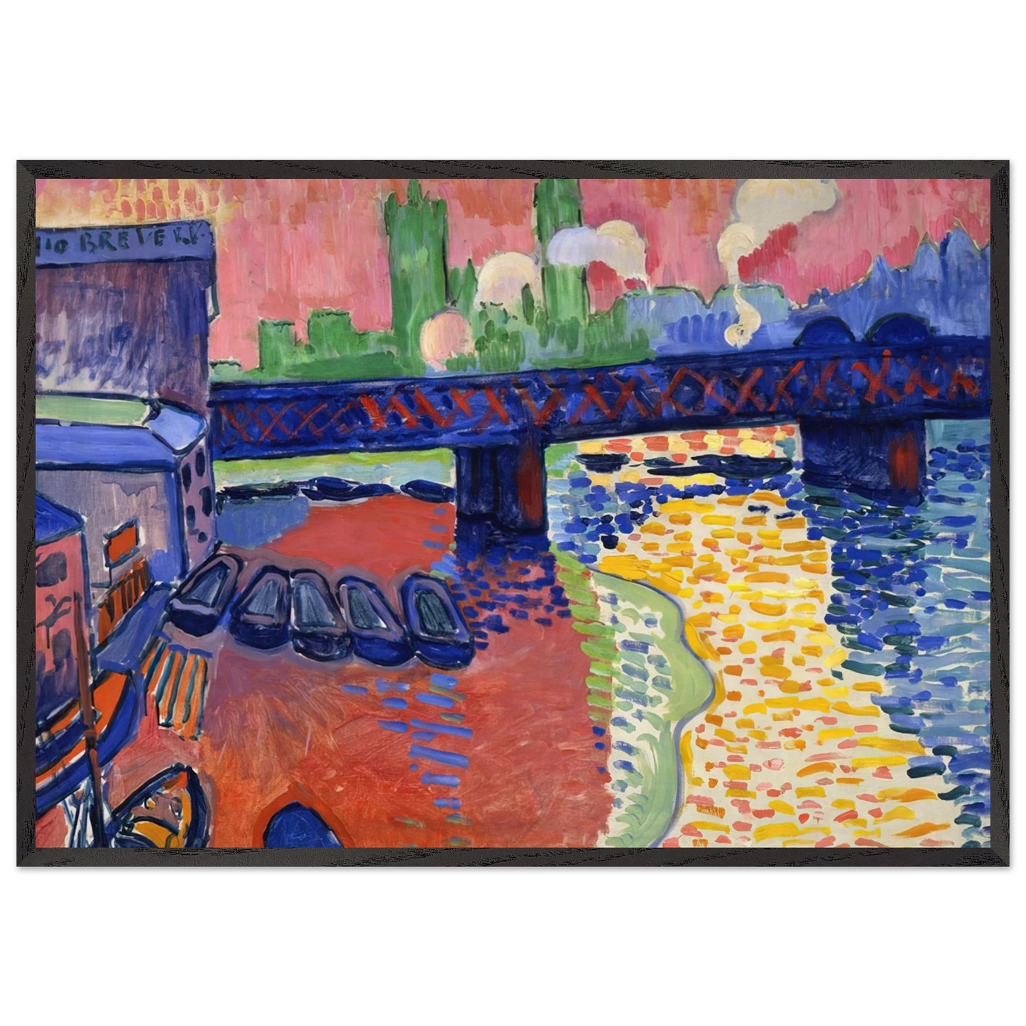 CHARING CROSS BRIDGE 1906 - Andre Derain 70x100 cm / 28x40 inches Framed Art Print – Black Wooden Frame