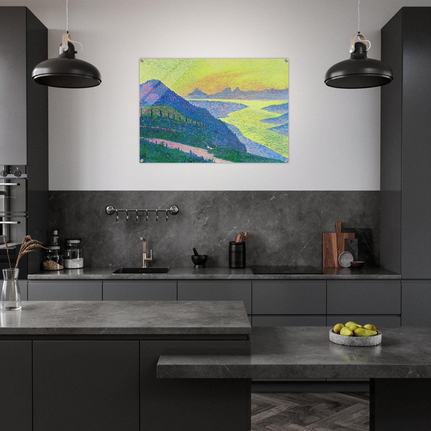 SUNSET AT AMBLETEUSE 1899 - Theo van Rysselberghe Acrylic Print - 70x100 cm / 28x40″ inches | Theo van Rysselberghe Wall Art | Theo van Rysselberghe Prints