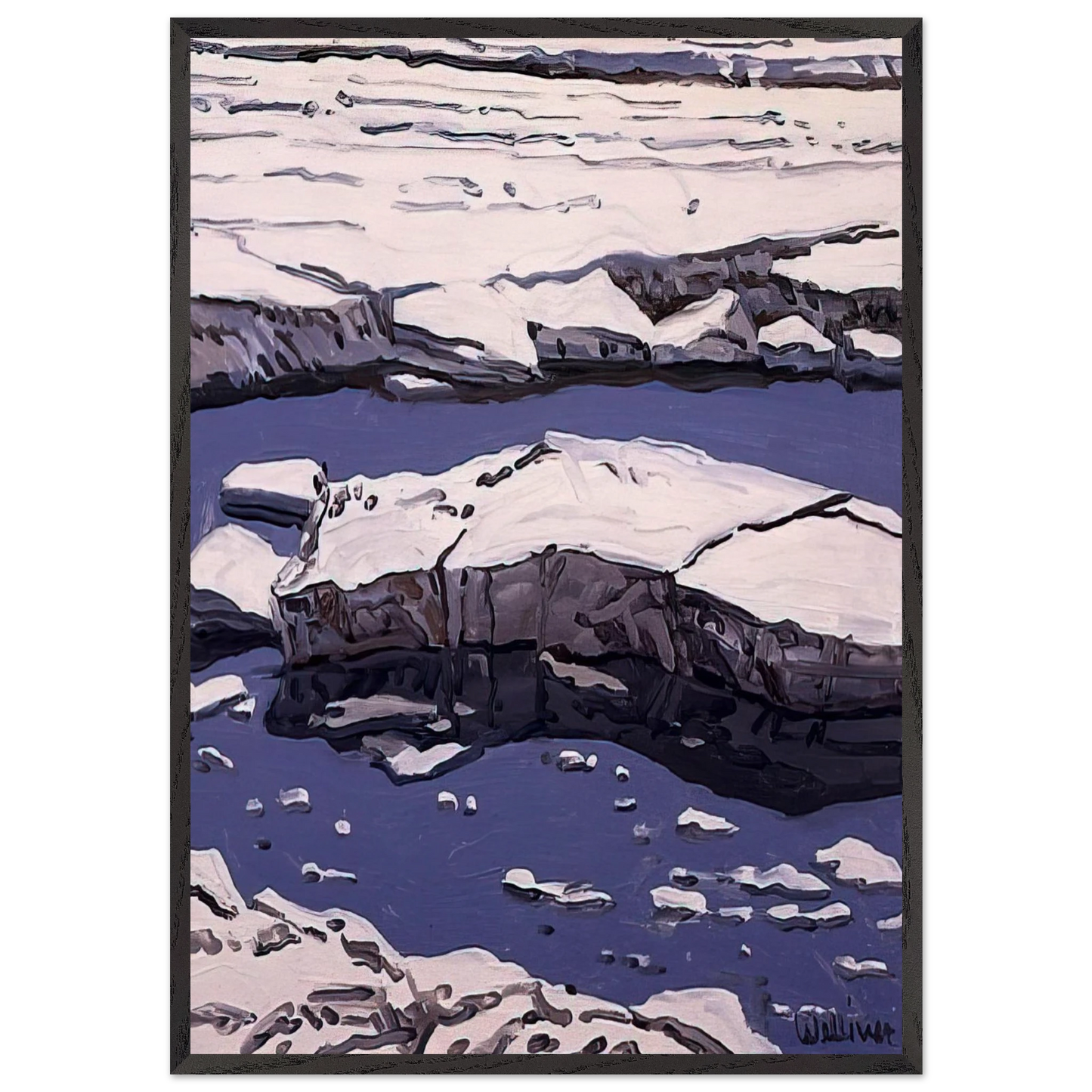 Study for Ice Flow Allagash - 1996 - Neil Welliver Framed Art Print – Black Wooden Frame - Default Title - -Framed Art Print