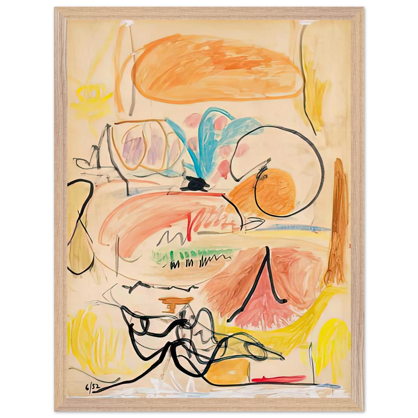 Helen Frankenthaler - Window Shade No. 1, 1952- Wall Art - 60x80 cm / 24x32 inches - Premium Wooden Framed Poster With Fine Art Paper-canvas - Wood frame