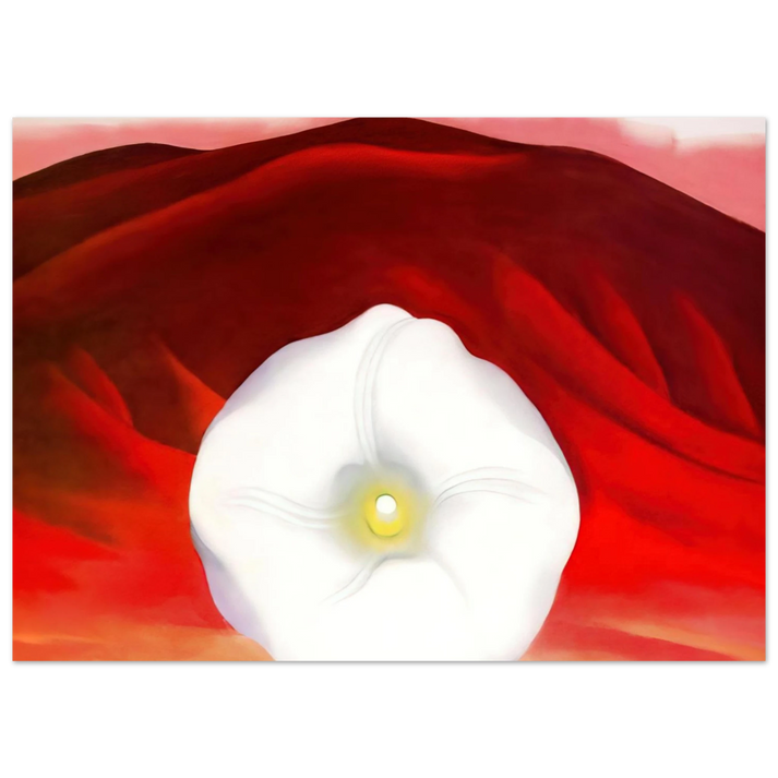 Georgia O'Keeffe - Red hills and white flower Fine Art Poster