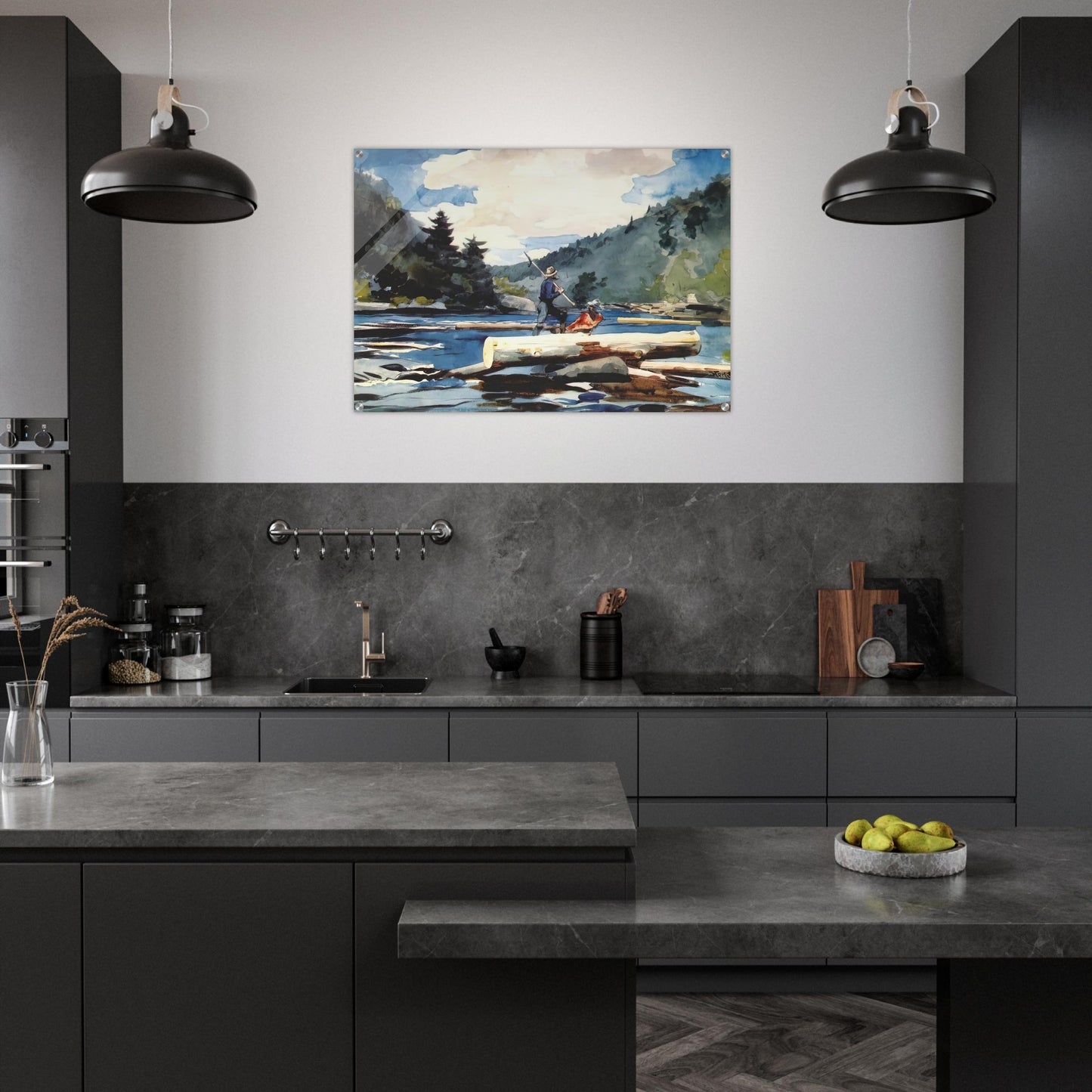 HUDSON RIVER LOGGING - Winslow Homer Acrylic Print - 70x100 cm / 28x40″ inches