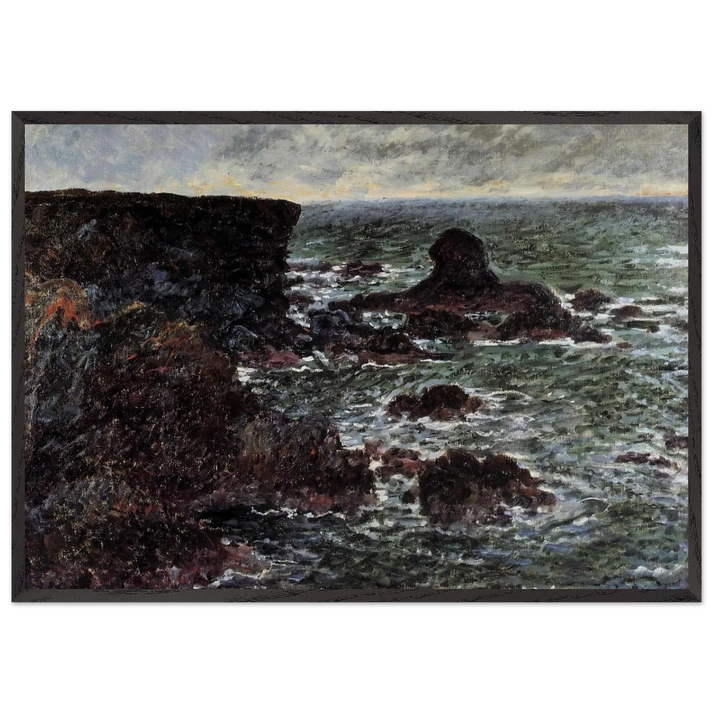 Rocky Coast and the Lion Rock Belle-Ile - claude monet 70x100 cm / 28x40 inches Framed Art Print – Black Wooden Frame