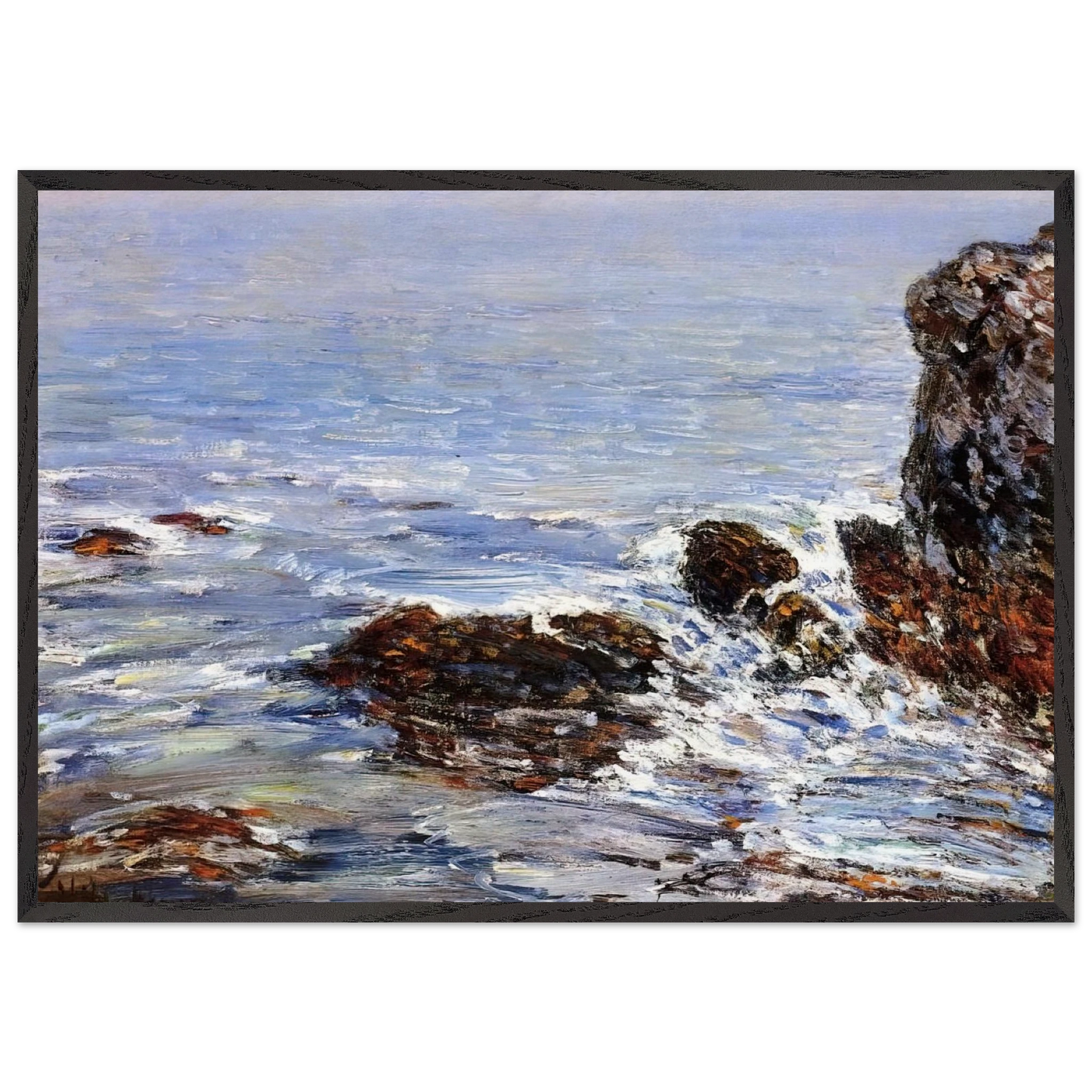 Seascape N1 - Childe Hassam 70x100 cm / 28x40 inches Framed Art Print – Black Wooden Frame