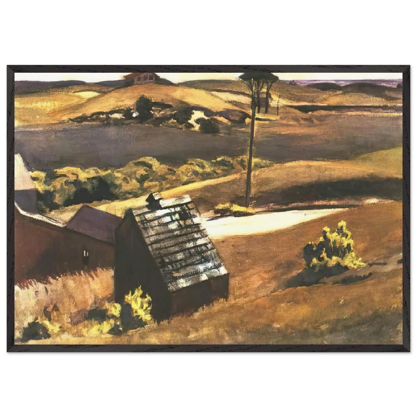 Burly Cobb Hen Coop and Barn - Edward Hopper 70x100 cm / 28x40 inches Framed Art Print – Black Wooden Frame