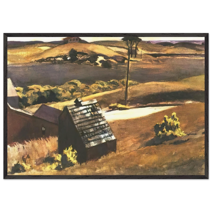 Burly Cobb Hen Coop and Barn - Edward Hopper 70x100 cm / 28x40 inches Framed Art Print – Black Wooden Frame