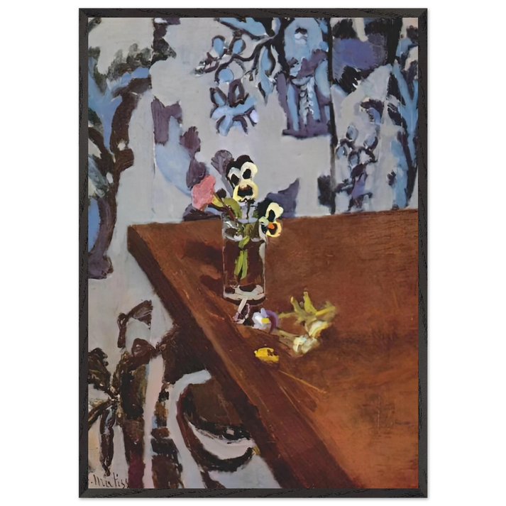 PANSIES ON A TABLE 1919 - Henri Matisse 70x100 cm / 28x40 inches Framed Art Print – Black Wooden Frame