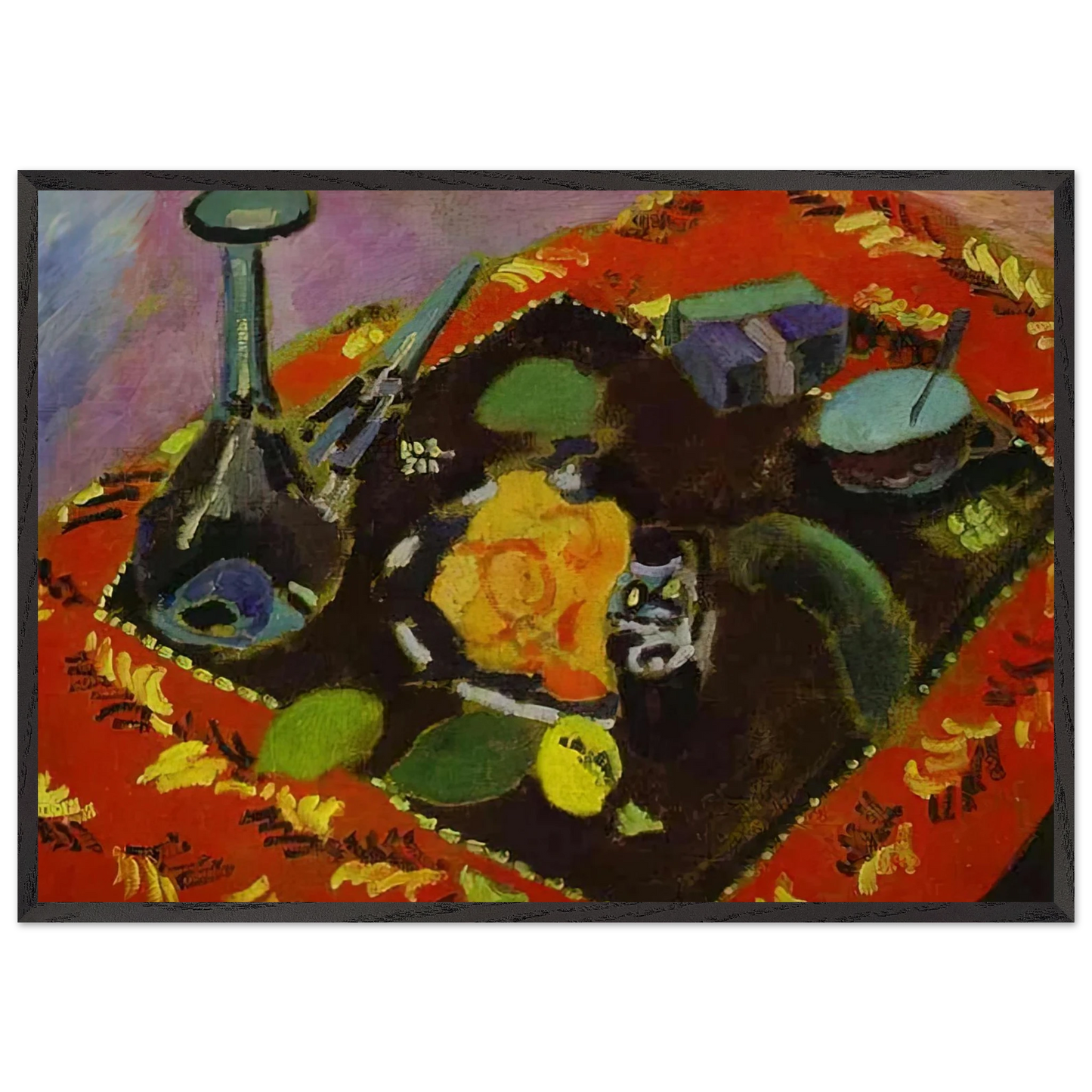 DISHES AND FRUIT 1906 - Henri Matisse 70x100 cm / 28x40 inches Framed Art Print – Black Wooden Frame