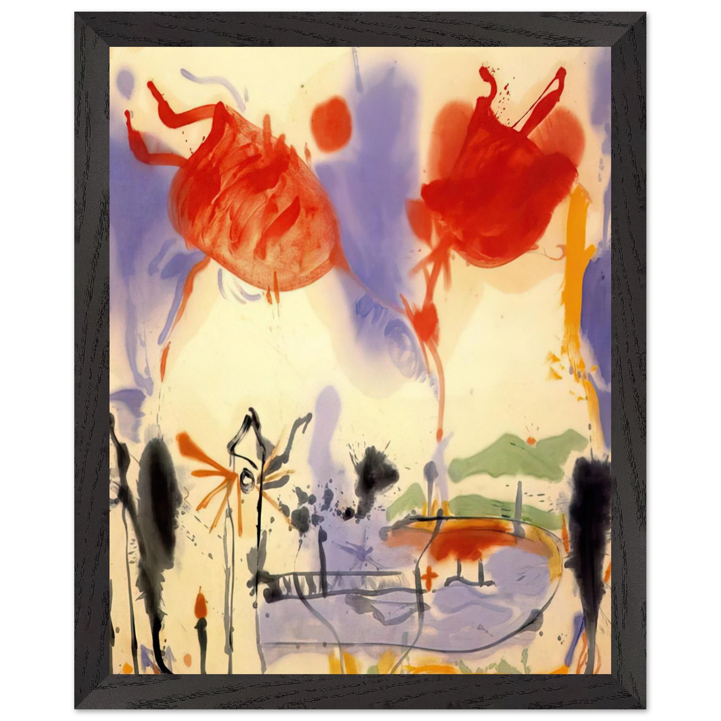 Helen Frankenthaler - Round Trip - 1957 Wall art - 40x50 cm / 16x20 inches - Premium Wooden Framed Poster With Fine Art Paper - Black frame