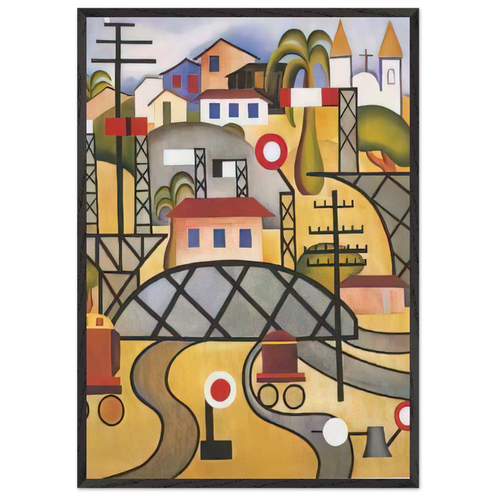 EFCB Estrada de Ferro Central do Brasil - Tarsila do Amaral 70x100 cm / 28x40 inches Framed Art Print – Black Wooden Frame