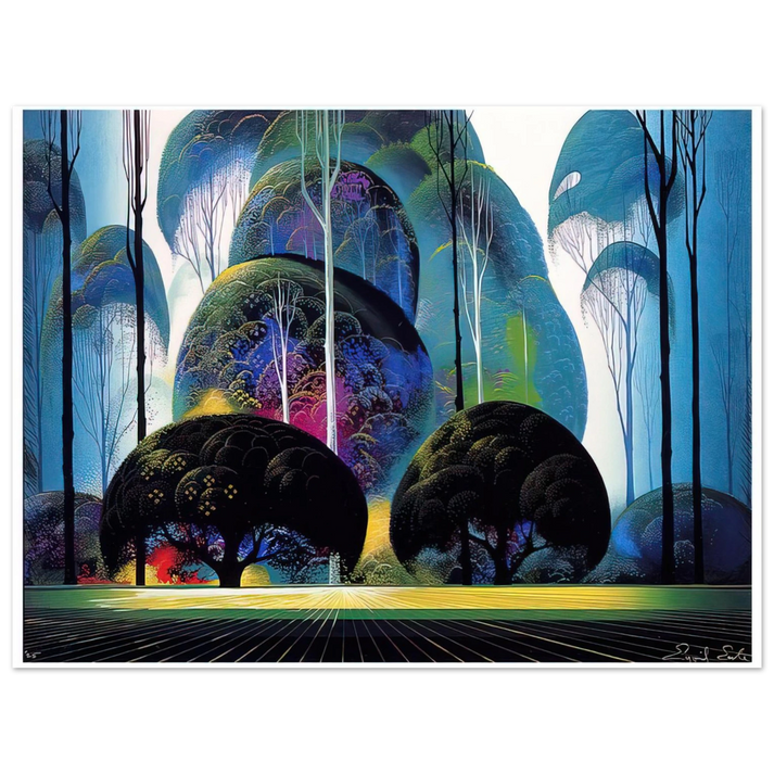 Eyvind Earle - Green Forest 75x100 cm / 30x40inches Fine Art Poster