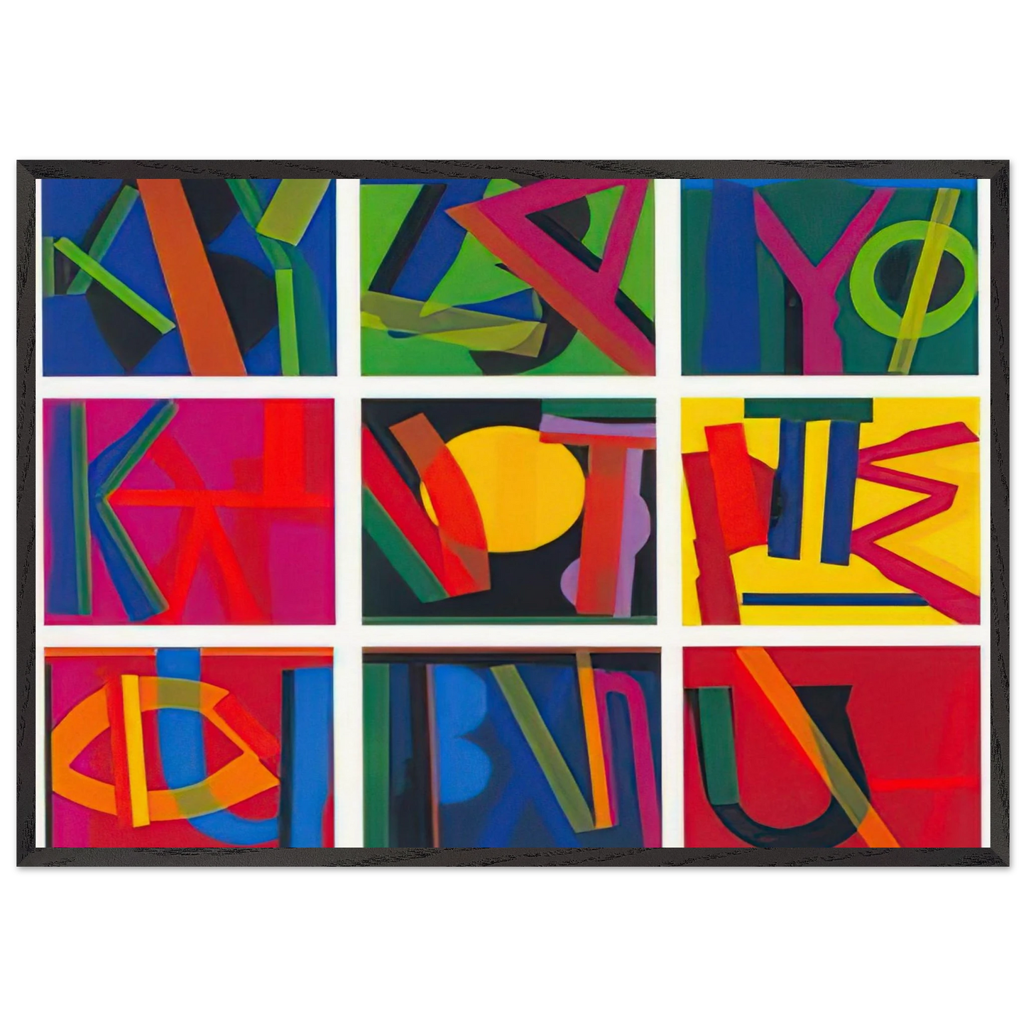 Untitled - Lettrism - Joao Vieira 70x100 cm / 28x40 inches Framed Art Print – Black Wooden Frame