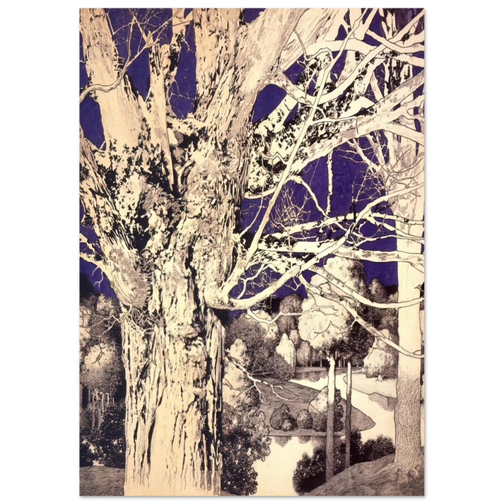 Maxfield Parrish - Solitude Wall Art - 30x40 cm / 12x16 inches - Premium Wooden Framed Poster With Fine Art Paper-canvas - Wood frame