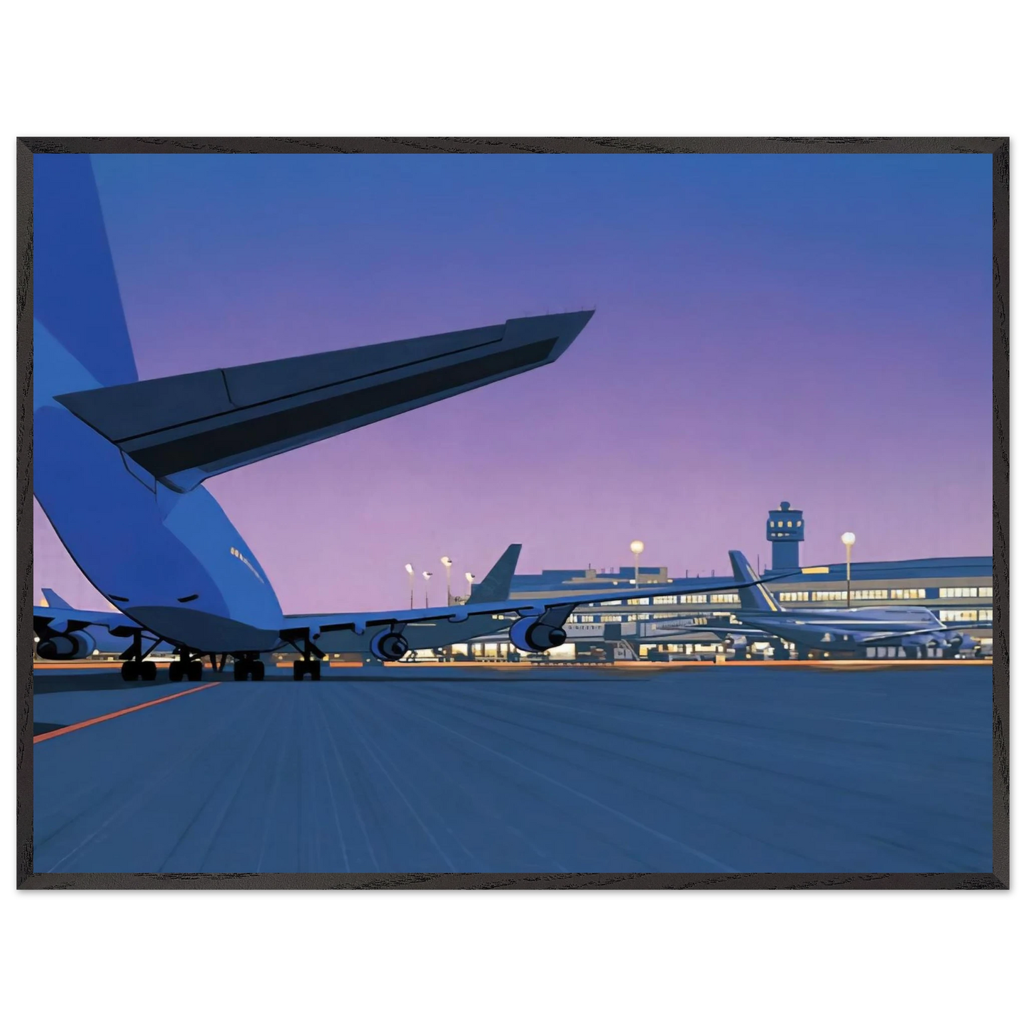 Hiroshi Nagai - Taxiway Wall Art - 30x40 cm / 12x16 inches - Premium Wooden Framed Poster With Fine Art Paper - Wood frame