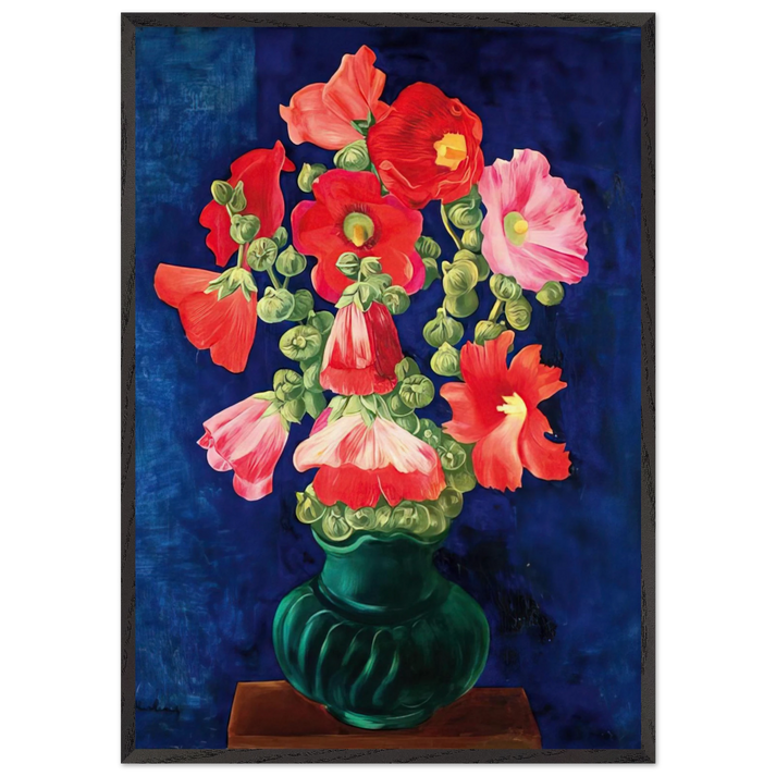 HOLLYHOCKS 1939 - Moise Kisling 70x100 cm / 28x40 inches Framed Art Print – Black Wooden Frame