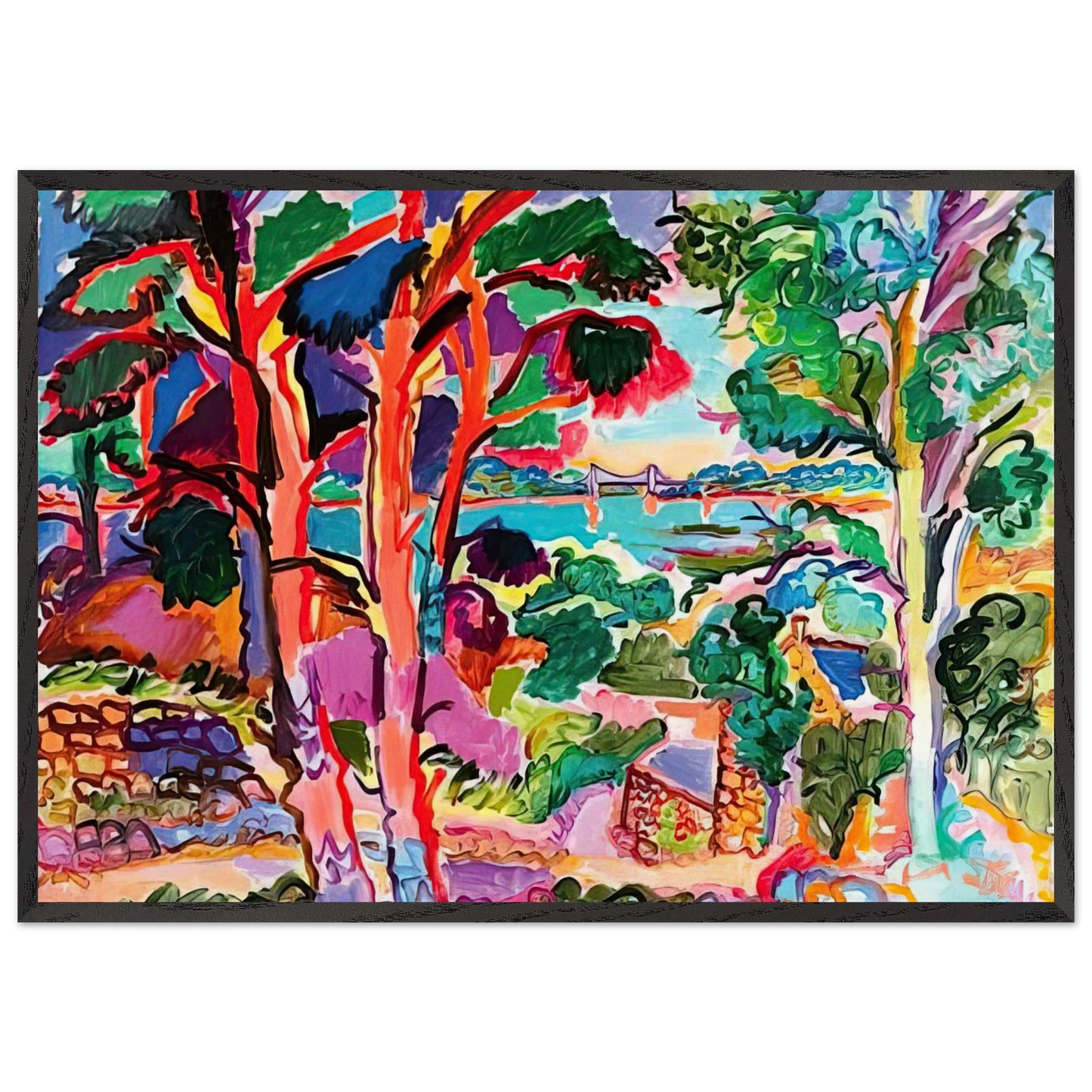 Le trieux a Lancerf - 1957 - Charles Lapicque 70x100 cm / 28x40 inches Framed Art Print – Black Wooden Frame