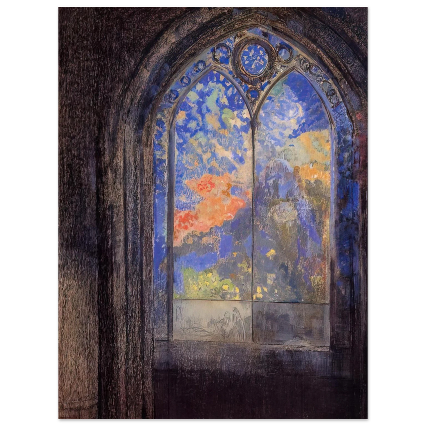 Odilon Redon - STAINED GLASS WINDOW THE MYSTERIOUS GARDEN Fine Art Poster - Default Title