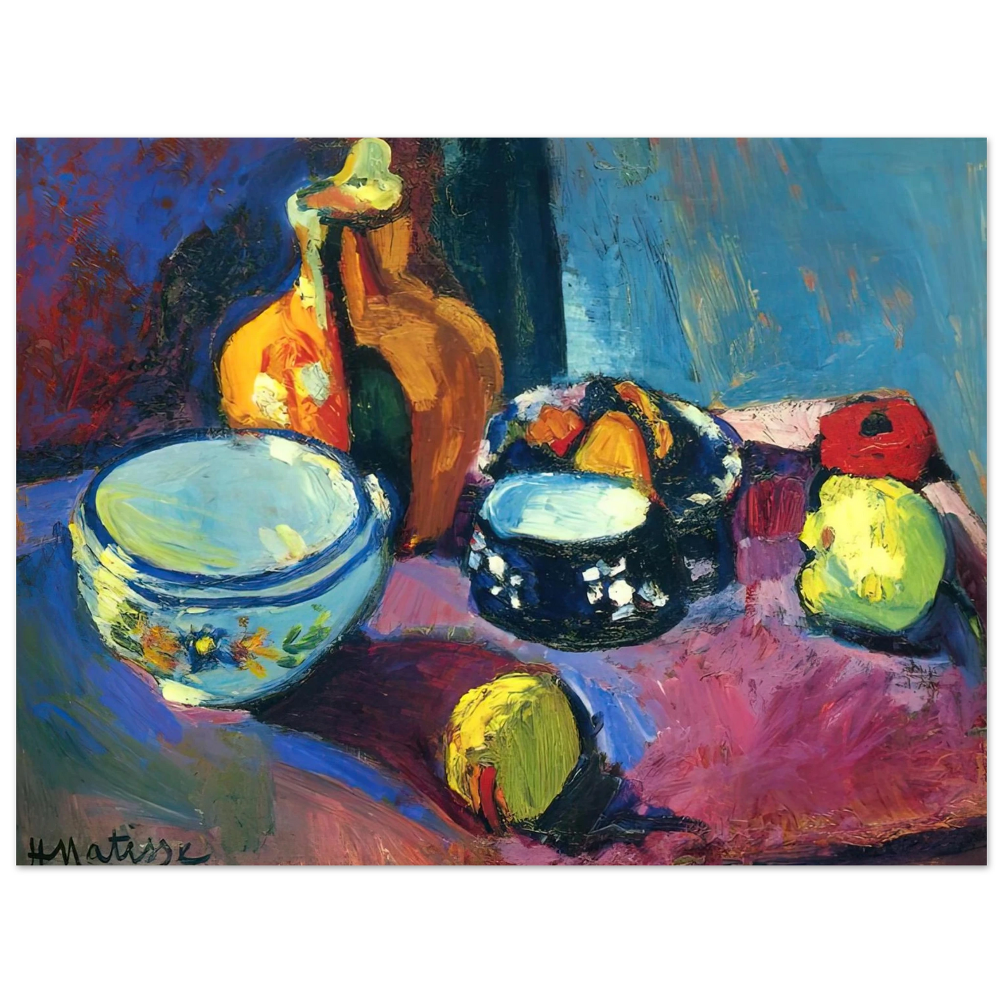 Henri Matisse - DISHES AND FRUIT ON A RED AND BLACK CARPET 1901 Fine Art Poster - Default Title