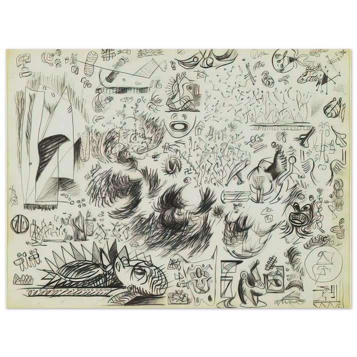 Jackson Pollock - SHEET OF STUDIES 1941 75x100 cm / 30x40inches Fine Art Poster