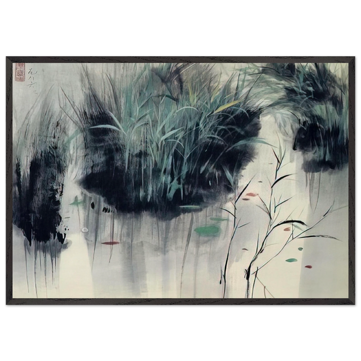 Untitled - Impressionism Ink and wash painting - Wu Guanzhong 70x100 cm / 28x40 inches Framed Art Print – Black Wooden Frame
