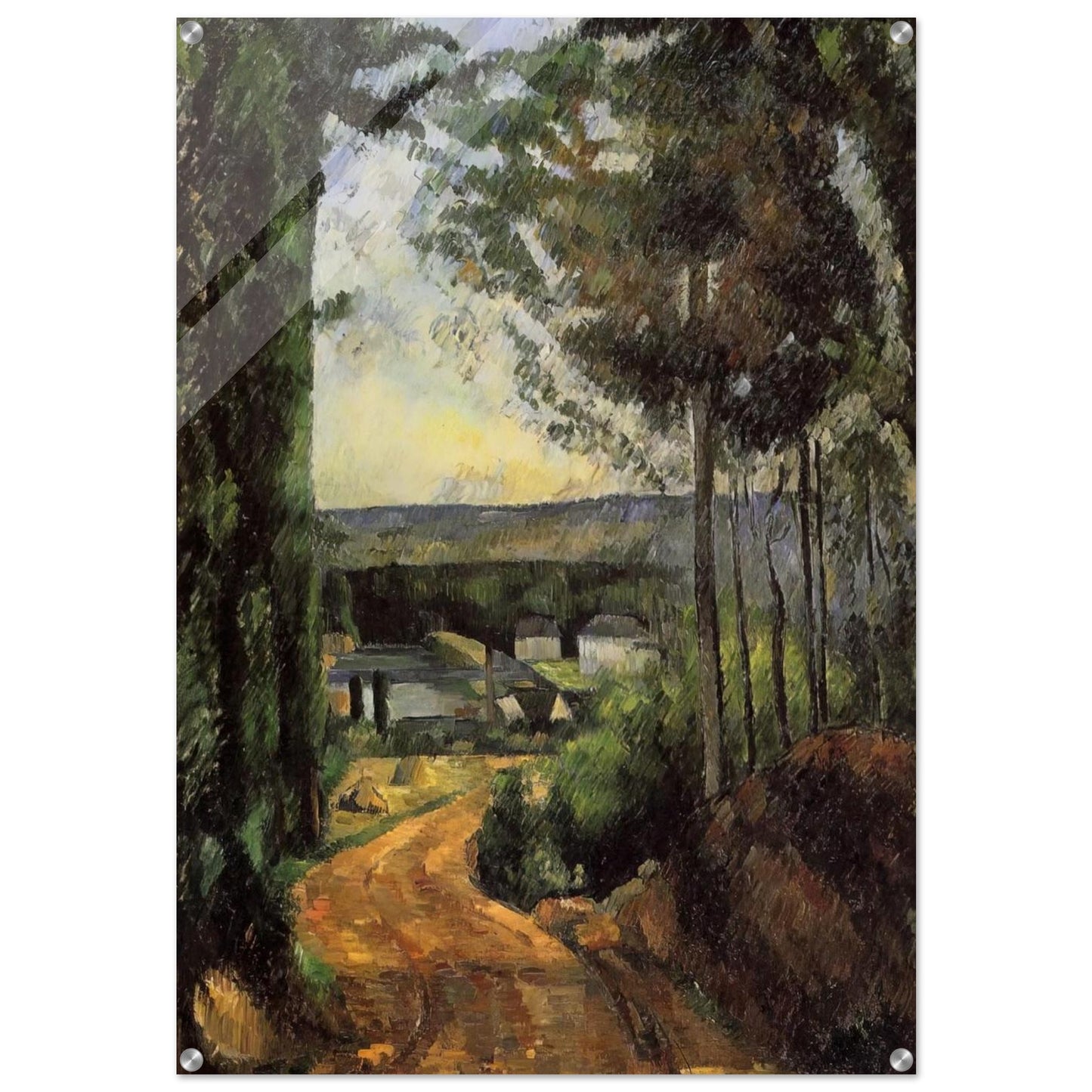 Road, Trees and Lake - Paul Cézanne Acrylic Print - 70x100 cm / 28x40″ inches | Paul Cézanne Wall Art | Paul Cézanne Prints