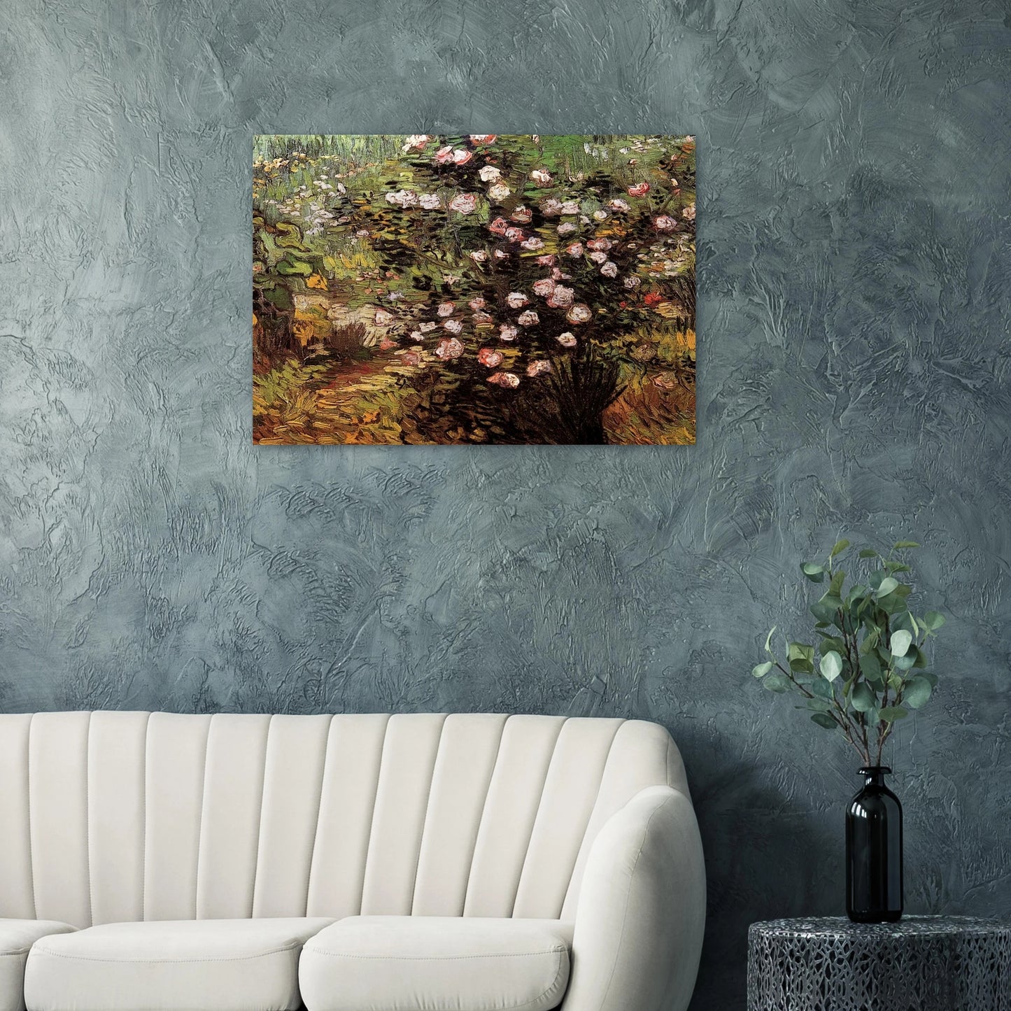 Rosebush in Blossom - Vincent van Gogh Brushed Aluminum Print - 70x100 cm / 28x40 inches | Vincent van Gogh Aluminum Print | Vincent van Gogh Prints